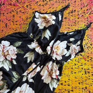 Xhilaration Black Dress with Floral Design